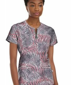Healing Hands Clearance Women's Ivy Hidden Safari Print Scrub Top