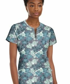 Healing Hands Clearance Women's Ivy Tiger Lily Print Scrub Top