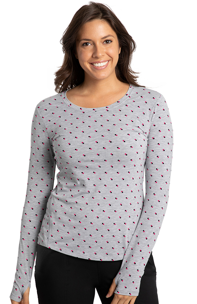 Clearance Women's Mackenzie Pink & Heathered Geo Print Underscrub Healing Hands Clearance Women's Mackenzie Pink & Heathered Geo Print Underscrub -Silverts-shop 1 hh g5051 printclearancegep 650