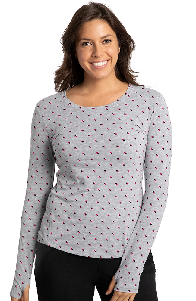 Healing Hands Clearance Women's Mackenzie Pink & Heathered Geo Print Underscrub
