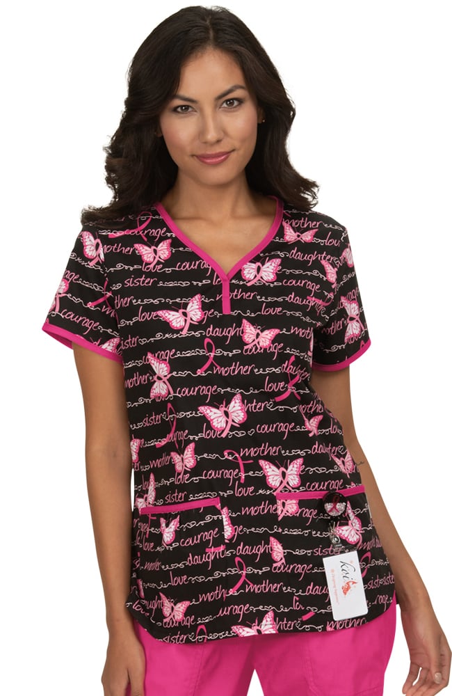 Clearance Women's Eve Butterfly Words Print Scrub Top Koi Clearance Women's Eve Butterfly Words Print Scrub Top -Silverts-shop 1 ko 1007pr printclearancebaw 650