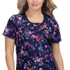 Koi Clearance Women's Lola Keyhole Neck Butterfly Dream Print Scrub Top -Silverts-shop 1 ko 1027pr printclearancebdm 650