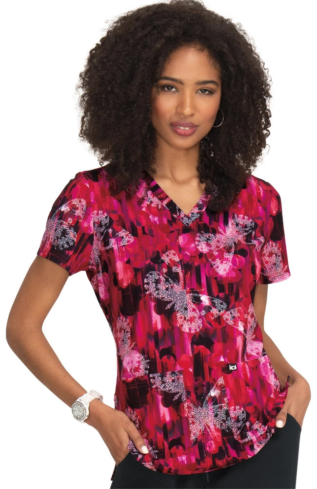 Koi Clearance Women's Early Energy Flutter Butterfly Print Scrub Top