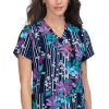 Koi Clearance Women's Early Energy Striped Floral Print Scrub Top -Silverts-shop 1 ko 1029pr printclearancesfo 650