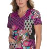 Koi Women's Early Energy V-Neck Tropical Patch Print Scrub Top 2 Koi Women's Early Energy V-Neck Tropical Patch Print Scrub Top -Silverts-shop 1 ko 1029pr printtpt 650