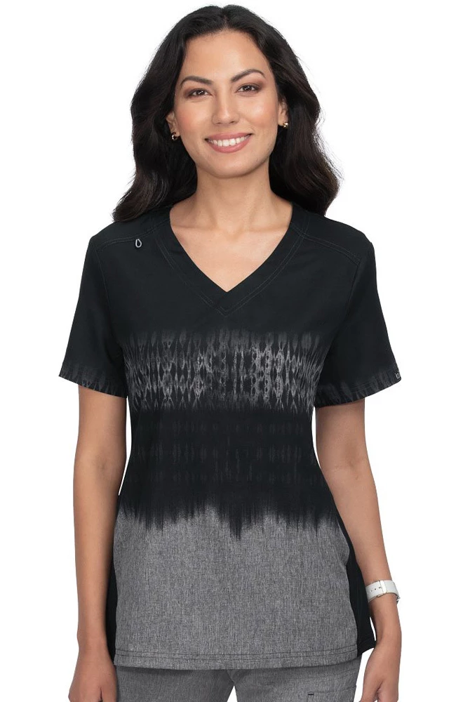 Koi Clearance Women's Cali Tie Dye Heather Ombre Print Scrub Top