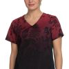 Koi Clearance Women's Reform Eastern Dreams Ruby Ombre Print Scrub Top -Silverts-shop 1 ko 1048pr printclearanceedo 650
