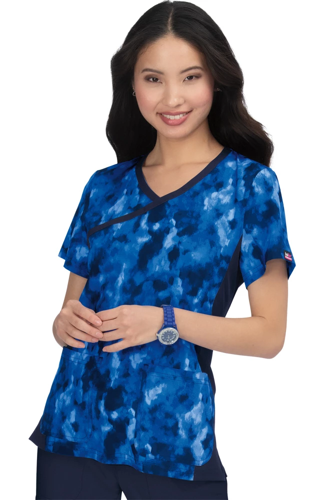 Koi Clearance Women's Raquel Mock Wrap Camo Visions Print Scrub Top