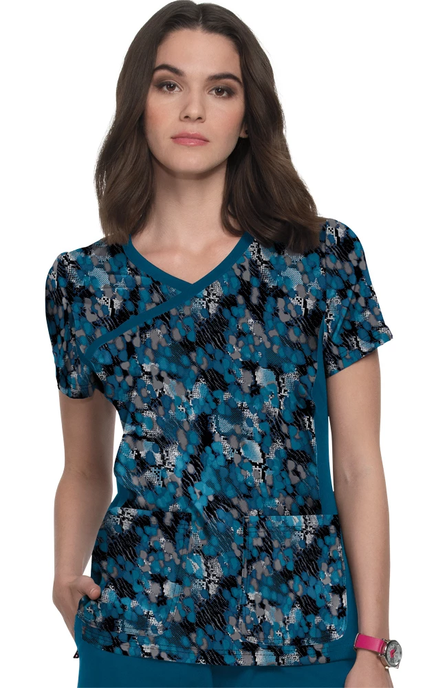Koi Clearance Women's Raquel Watercolor Snake Print Scrub Top