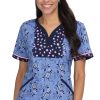 Koi Clearance Women's Lennon Heart Shaped Neck Vintage Floral Print Scrub Top -Silverts-shop 1 ko 1054pr printclearancevtf 650