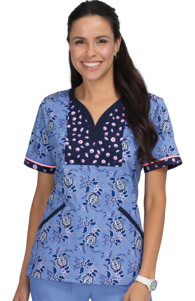 Clearance Women's Lennon Heart Shaped Neck Vintage Floral Print Scrub Top Koi Clearance Women's Lennon Heart Shaped Neck Vintage Floral Print Scrub Top -Silverts-shop 1 ko 1054pr printclearancevtf 650