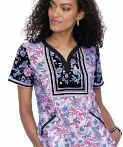 Koi Clearance Women's Luisa Enchanted Garden Print Scrub Top