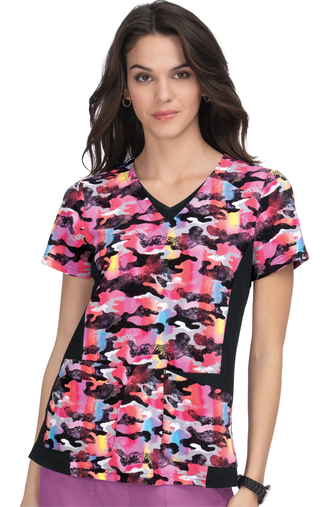 Clearance Women's Nadi V-Neck Colorful Camo Print Scrub Top Koi Clearance Women's Nadi V-Neck Colorful Camo Print Scrub Top -Silverts-shop 1 ko 1057pr printclearanceccm 650