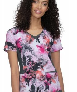 Koi Clearance Women's Nadi Tie Dye Floral Print Scrub Top