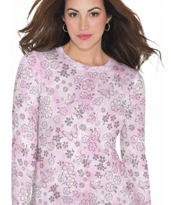 Koi Women's Presley Flower Shower Burnout Pink Tie Dye Print Underscrub T-Shirt