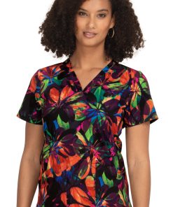Clearance Planet Koi Women's Aria Falling Leaves Print Scrub Top
