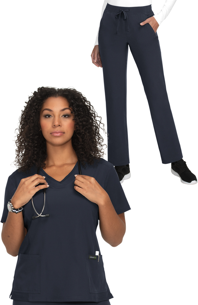Koi Women's Longevity Solid Scrub Top & Nova Tapered Scrub Pant Set 3 Koi Women's Longevity Solid Scrub Top & Nova Tapered Scrub Pant Set