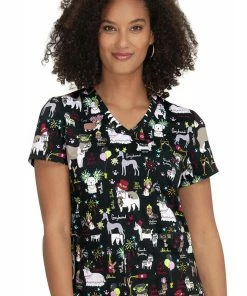Koi Clearance Women's Leslie Fancy Party Print Scrub Top