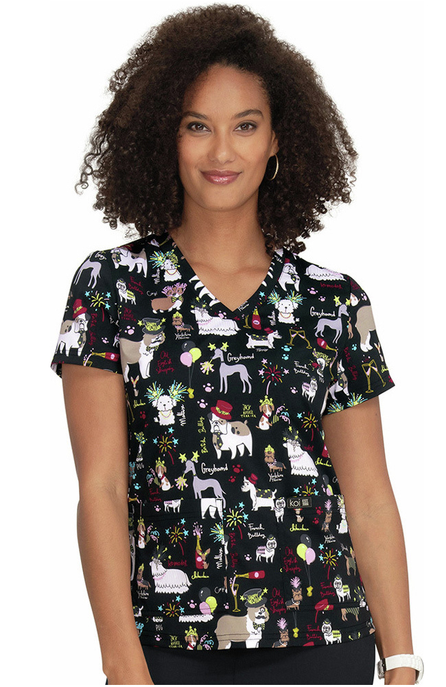 Clearance Women's Leslie Fancy Party Print Scrub Top Koi Clearance Women's Leslie Fancy Party Print Scrub Top -Silverts-shop 1 ko 384pr printclearancefpy 650
