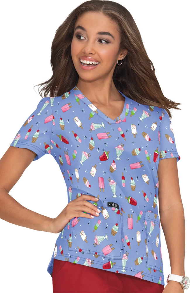 Koi Clearance Women's Leslie Sweet Tooth Print Scrub Top