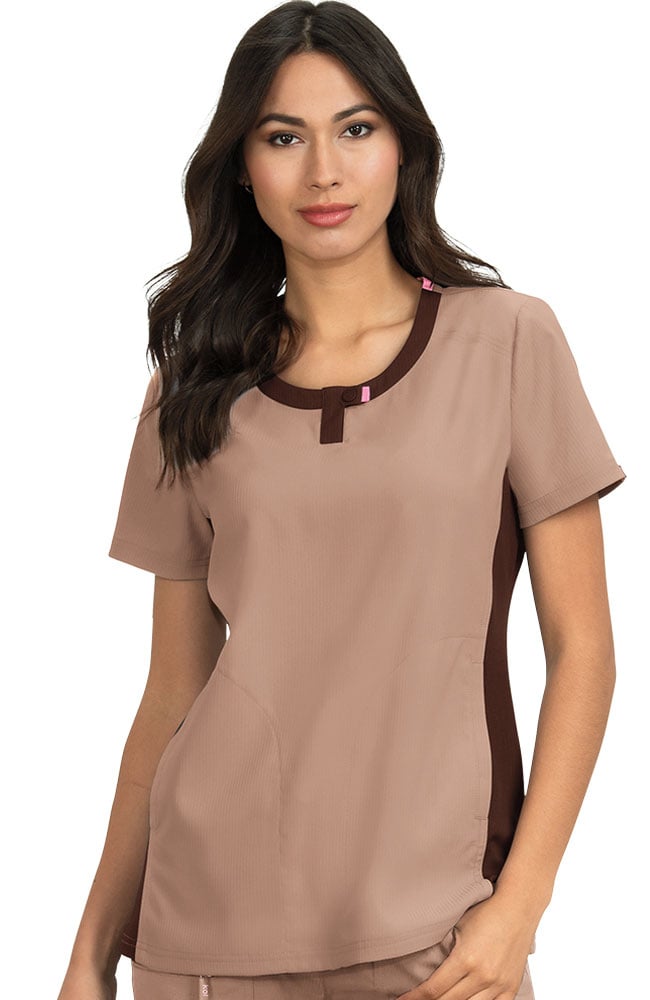 Koi Clearance Women's Lotus Colorblock Jewel Neck Solid Scrub Top 3 Koi Clearance Women's Lotus Colorblock Jewel Neck Solid Scrub Top