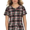 Koi Clearance Women's Clover Heart Plaid Print Scrub Top -Silverts-shop 1 ko b110pr printclearancehtp 650