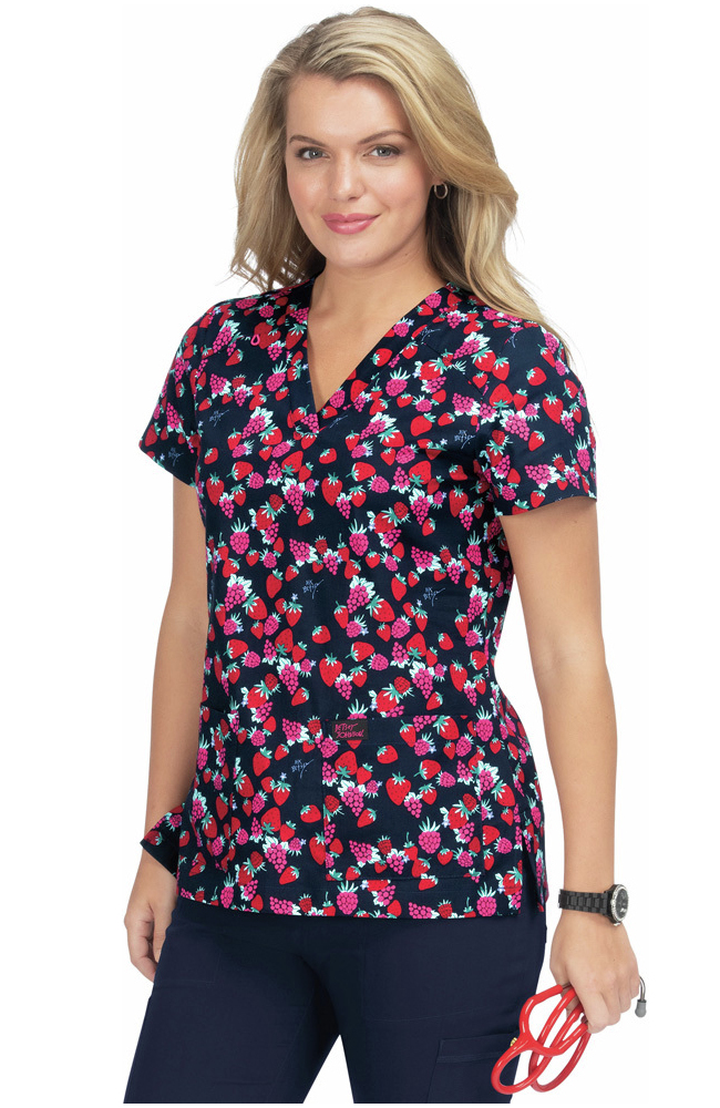 Clearance Women's Bell Berry Burst Print Scrub Top Koi Clearance Women's Bell Berry Burst Print Scrub Top -Silverts-shop 1 ko b120pr printclearancebyb 650