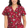Koi Clearance Women's Bell Holly Jolly Puppies Print Scrub Top -Silverts-shop 1 ko b120pr printclearancehjp 650