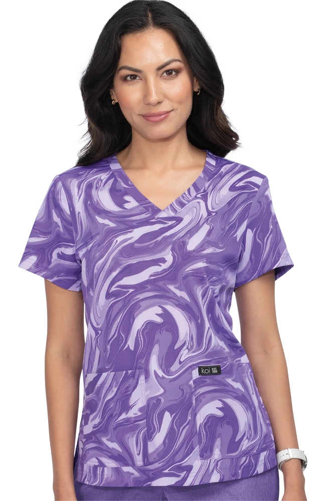 Koi Clearance Women's Leslie Marble Print Scrub Top