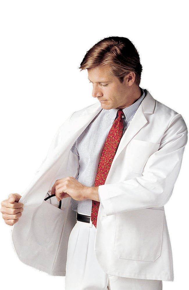 Clearance Men's Three Button Closure Consultation 30¾" Lab Coat Landau Clearance Men's Three Button Closure Consultation 30¾" Lab Coat -Silverts-shop 1 ln 3224 clearancewwt 650