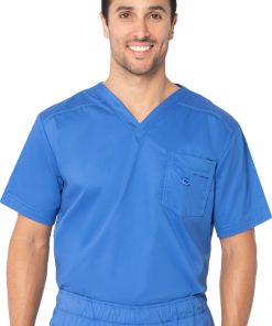 Landau Clearance Stretch Men's By V-Neck Solid Scrub Top