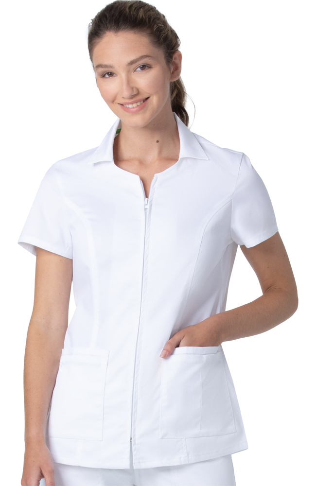 Women's Collared Zip Front Solid Scrub Top Landau Women's Collared Zip Front Solid Scrub Top -Silverts-shop 1 ln 4173prvwwp 650