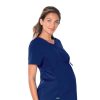 Landau Women's Maternity V-Neck Empire Waist Tunic Solid Scrub Top -Silverts-shop 1 ln 4399 650