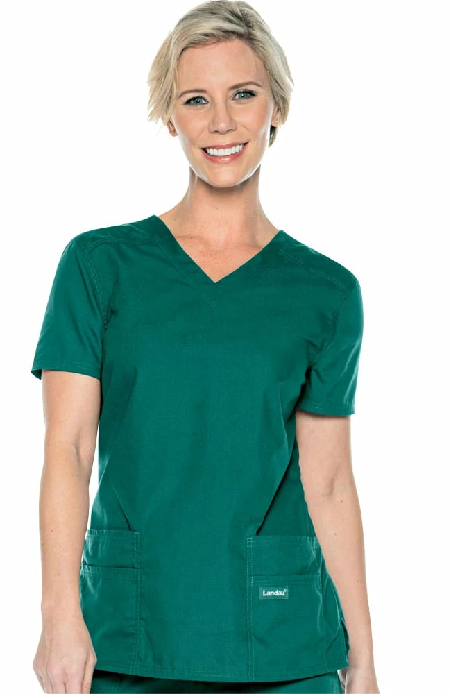 Landau Urbane Essentials Women's Tailored Solid Scrub Top