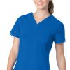 Urbane Women's Stripe Trim Solid Scrub Top 2 Urbane Women's Stripe Trim Solid Scrub Top -Silverts-shop 1 ln 9108lka 650