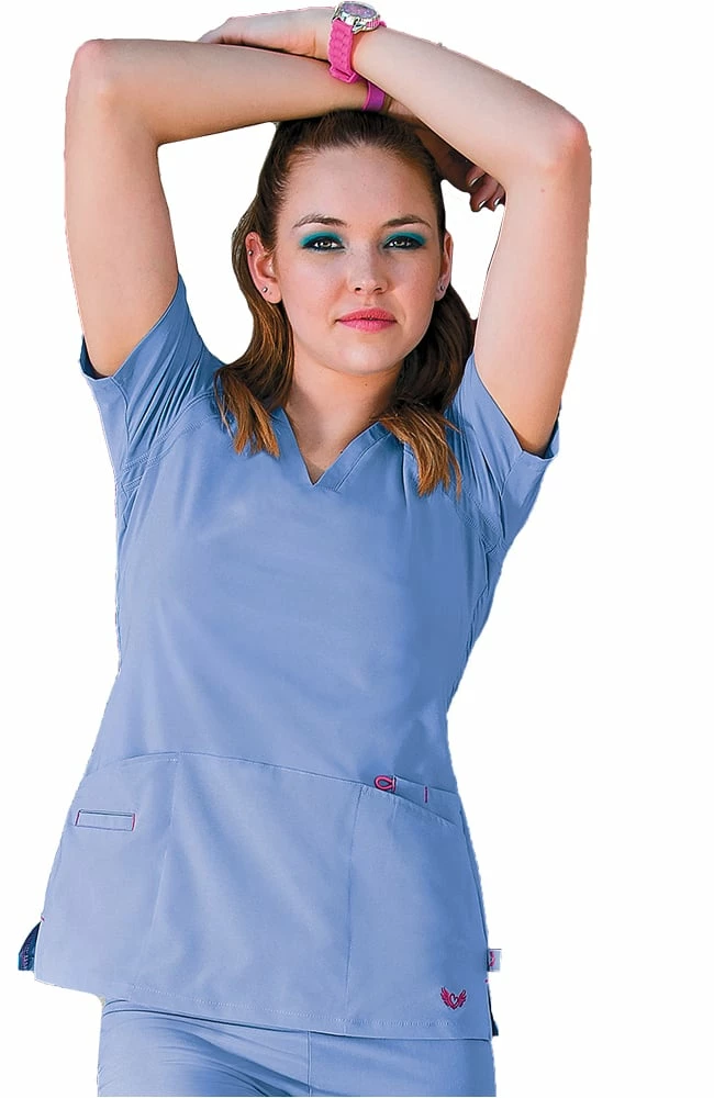 Smitten Clearance Women's V-Neck Solid Scrub Top