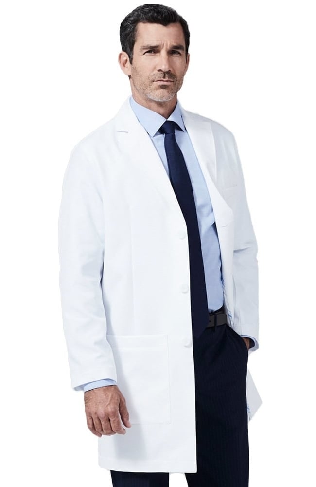 Men's M3 Laennec Classic Fit 40" Lab Coat Medelita Men's M3 Laennec Classic Fit 40" Lab Coat -Silverts-shop 1 md lmm3lc wht 650