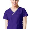 Maevn Uniforms Women's Y-Neck Mock Wrap Solid Scrub Top -Silverts-shop 1 mv 1026 650