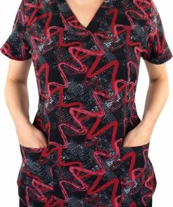 Maevn Uniforms Women's Abstract Wavy Print Scrub Top