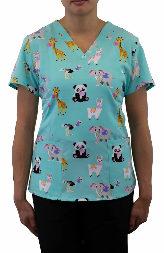 Maevn Uniforms Women's Bubblicious Print Scrub Top