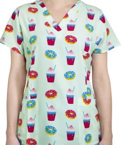 Maevn Uniforms Clearance Women's Brain Freeze Print Scrub Top