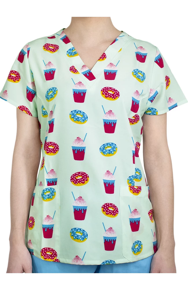 Maevn Uniforms Clearance Women's Brain Freeze Print Scrub Top