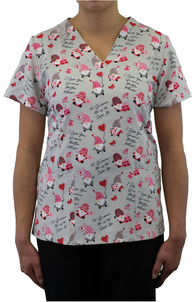 Women's Gnome Matter What Print Scrub Top Maevn Uniforms Women's Gnome Matter What Print Scrub Top -Silverts-shop 1 mv 1767 printgmw 650
