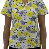 Maevn Uniforms Women's Curved V-Neck Sunshine Blossoms Print Top -Silverts-shop 1 mv 1767 printssb 650