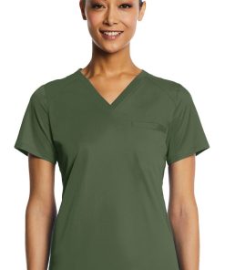 EON Women's Sporty V-Neck Solid Scrub Top