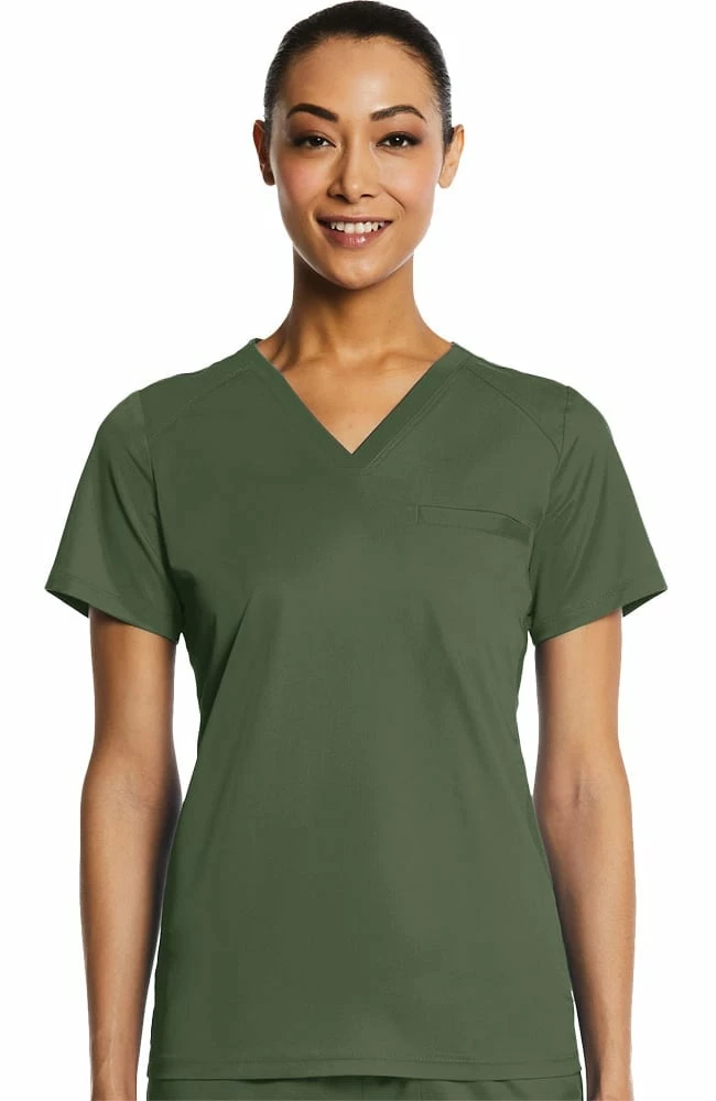 EON Women's Sporty V-Neck Solid Scrub Top