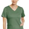 Maevn Uniforms Women's Double V-Neck Solid Scrub Top -Silverts-shop 1 mv 3501 650