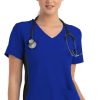 Maevn Uniforms Women's Knitted Mock Wrap Solid Scrub Top -Silverts-shop 1 mv 4520 650