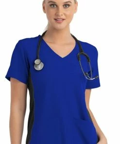 Maevn Uniforms Women's Knitted Mock Wrap Solid Scrub Top