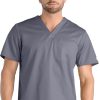 EON Men's V-Neck Mesh Panel COOLMAX Solid Scrub Top -Silverts-shop 1 mv 5208 650